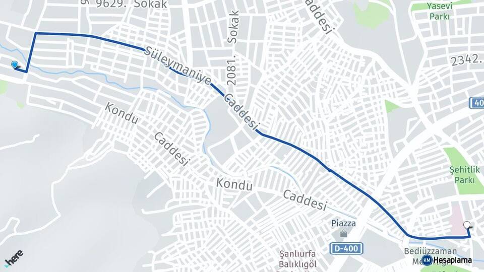 Şanlıurfa Eyyübiye Haliliye Arası Kaç Km - Yol Haritası