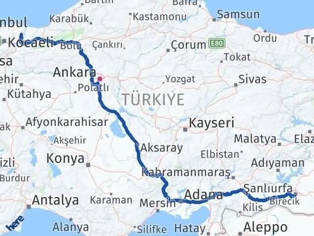 Şanlıurfa Ferizli Sakarya Arası Kaç Km - Yol Haritası