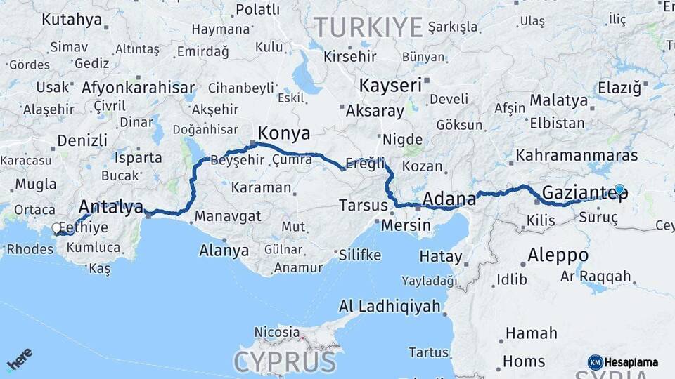 Şanlıurfa Fethiye Muğla Arası Kaç Km - Yol Haritası