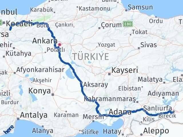 Şanlıurfa Geyve Sakarya Arası Kaç Km - Yol Haritası