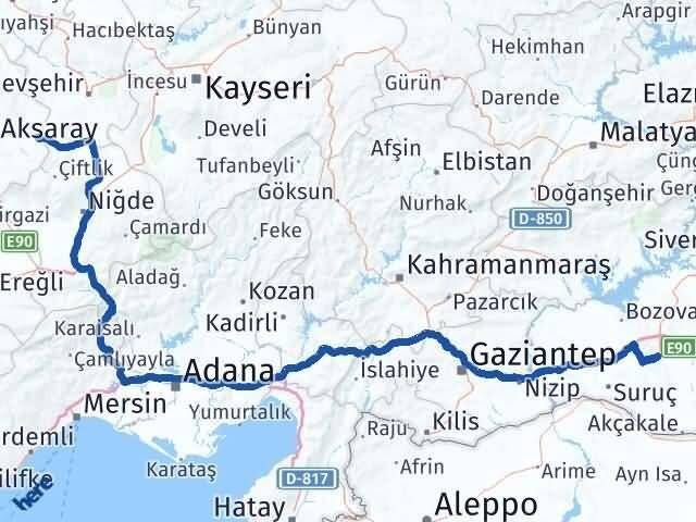 Şanlıurfa Gülağaç Aksaray Arası Kaç Km - Yol Haritası