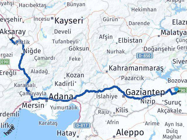 Şanlıurfa Güzelyurt Aksaray Arası Kaç Km - Yol Haritası