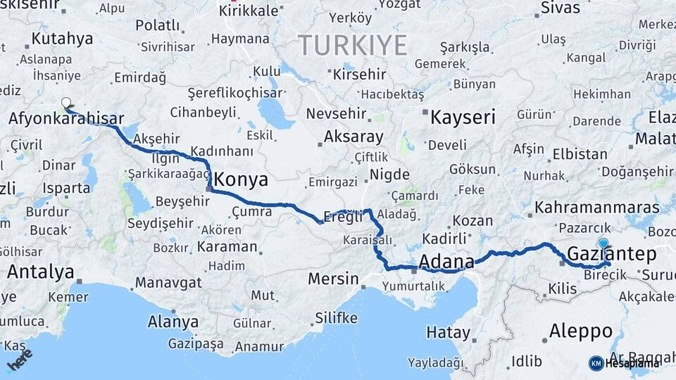 Şanlıurfa Halfeti Afyonkarahisar Arası Kaç Km - Yol Haritası