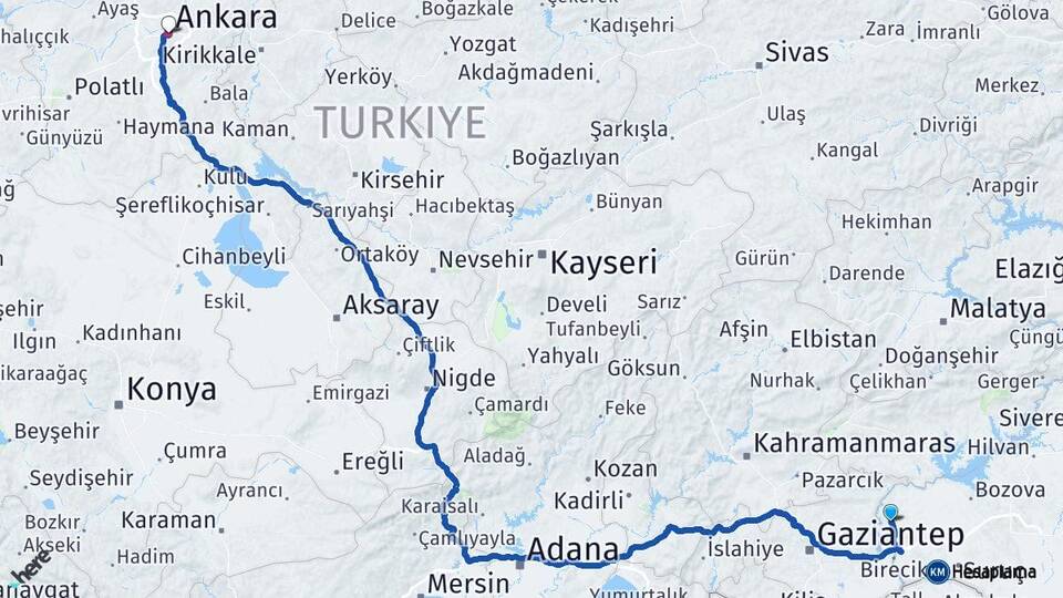 Şanlıurfa Halfeti Ankara Arası Kaç Km - Yol Haritası