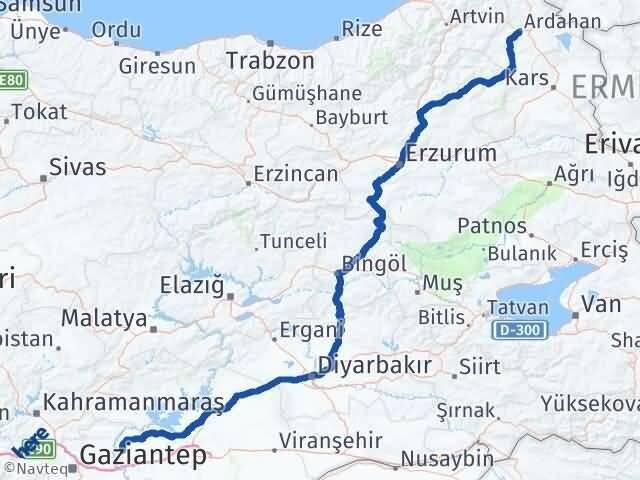 Şanlıurfa Halfeti Ardahan Arası Kaç Km - Yol Haritası