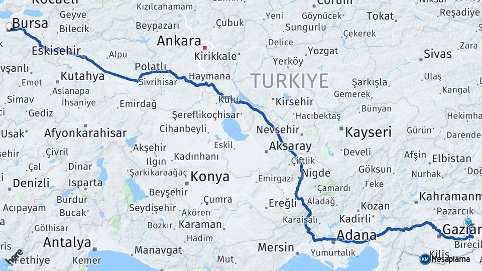 Halfeti Bursa Arası Kaç Km - Yol Tarifi