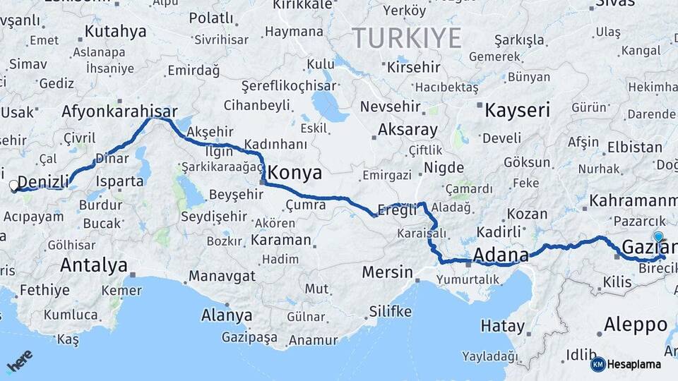 Şanlıurfa Halfeti Denizli Arası Kaç Km - Yol Haritası