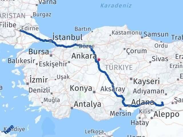 Şanlıurfa Halfeti Edirne Arası Kaç Km - Yol Haritası