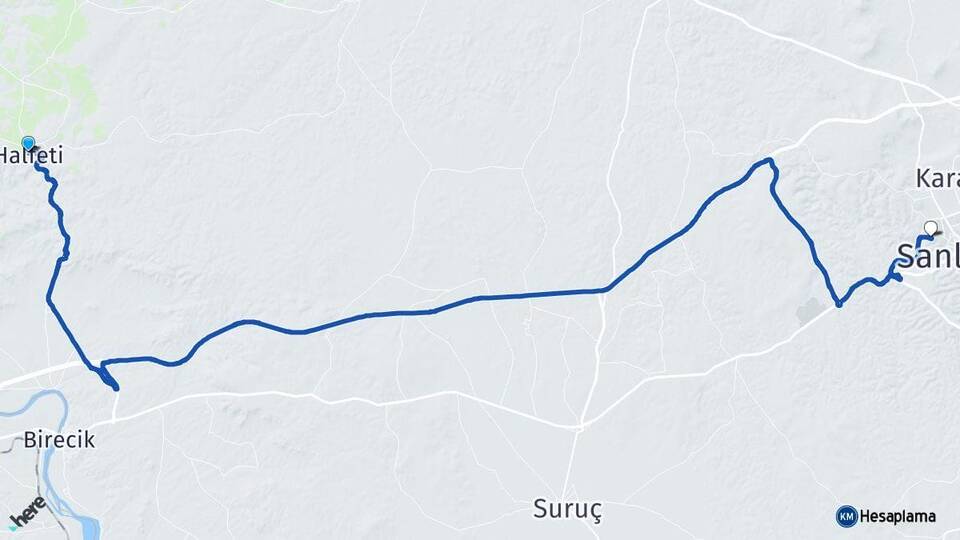 Şanlıurfa Halfeti Eyyübiye Arası Kaç Km - Yol Haritası