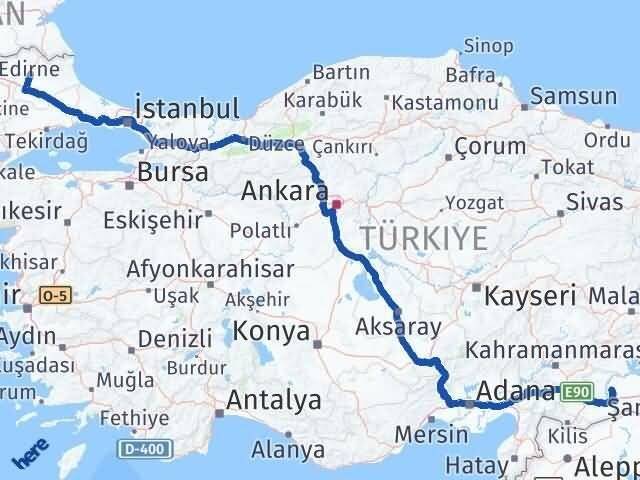 Şanlıurfa Halfeti Kırklareli Arası Kaç Km - Yol Haritası