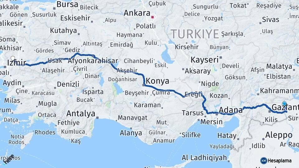 Şanlıurfa Halfeti Manisa Arası Kaç Km - Yol Haritası