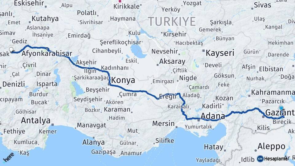 Şanlıurfa Halfeti Uşak Arası Kaç Km - Yol Haritası