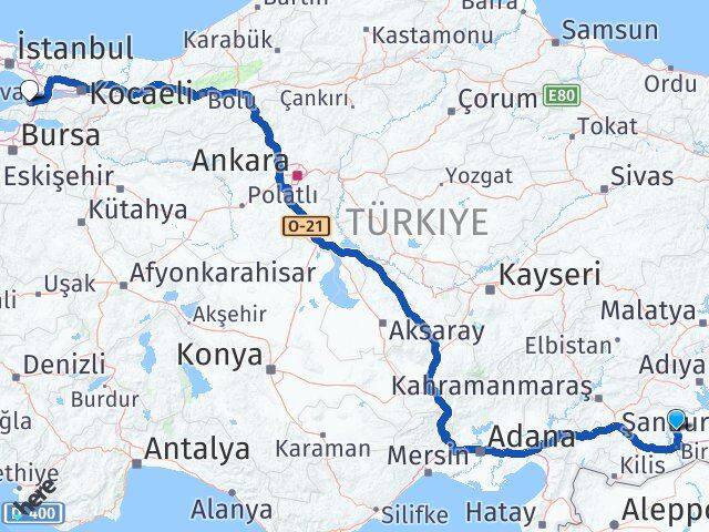 Şanlıurfa Halfeti Yalova Arası Kaç Km - Yol Haritası