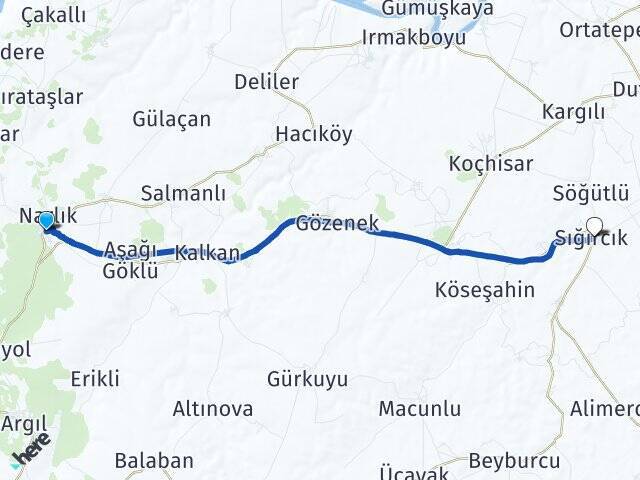 Yukarıgöklü Sığırcık Arası Kaç Km - Yol Tarifi