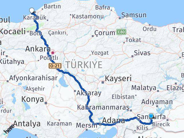 Şanlıurfa Halfeti Zonguldak Arası Kaç Km - Yol Haritası