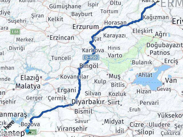 Haliliye Kars Arası Kaç Km - Yol Tarifi