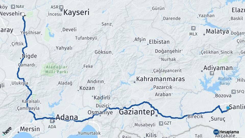 Haliliye Nevşehir Arası Kaç Km - Yol Tarifi