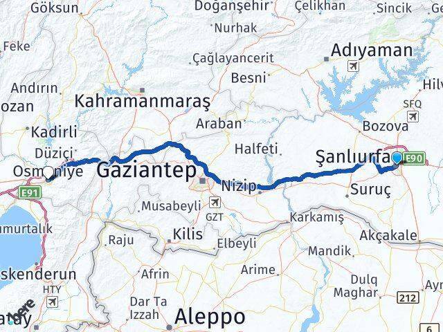 Haliliye Osmaniye Arası Kaç Km - Yol Tarifi