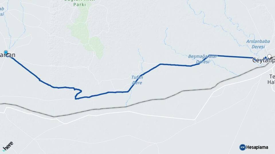 Şanlıurfa Harran Ceylanpınar Arası Kaç Km - Yol Haritası