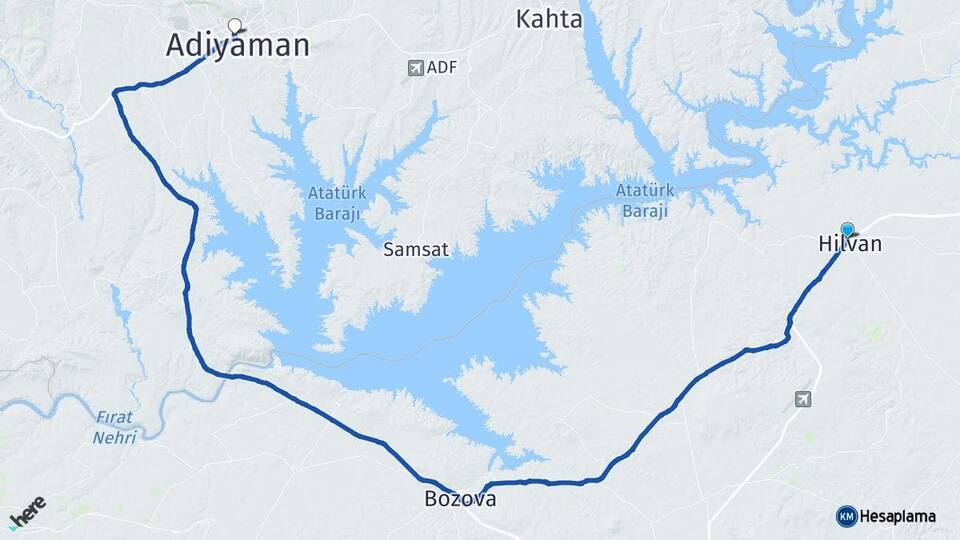 Şanlıurfa Hilvan Adıyaman Arası Kaç Km - Yol Haritası