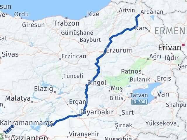 Şanlıurfa Hilvan Ardahan Arası Kaç Km - Yol Haritası