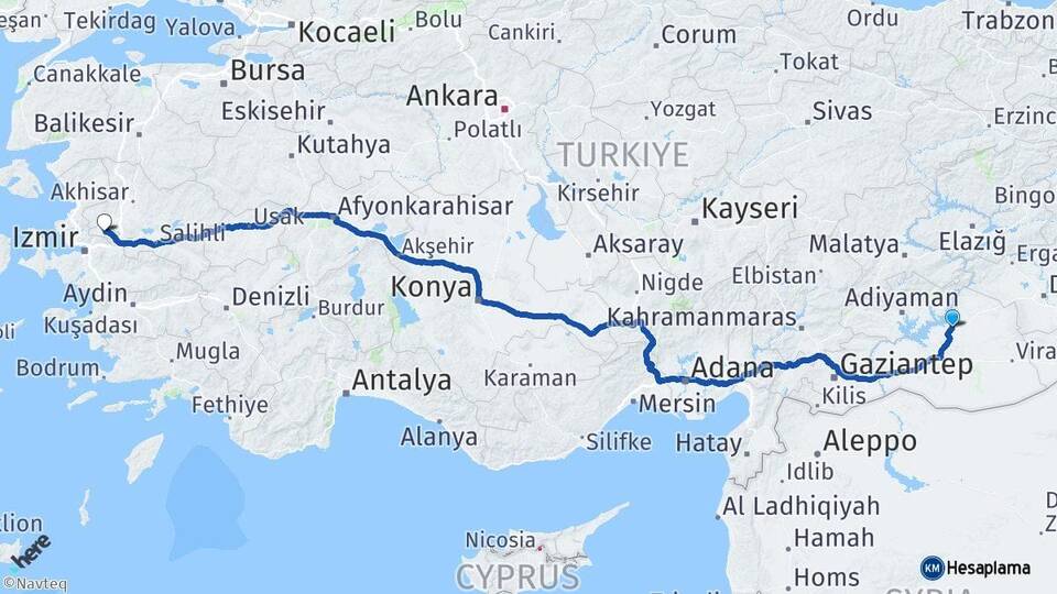 Şanlıurfa Hilvan Manisa Arası Kaç Km - Yol Haritası