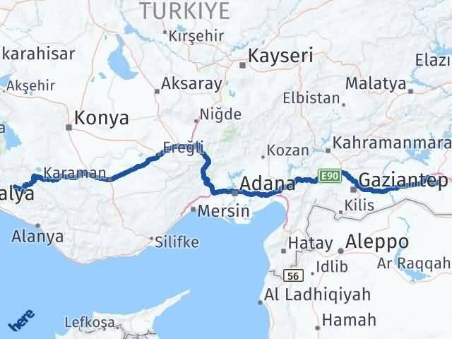 Şanlıurfa İbradı Antalya Arası Kaç Km - Yol Haritası