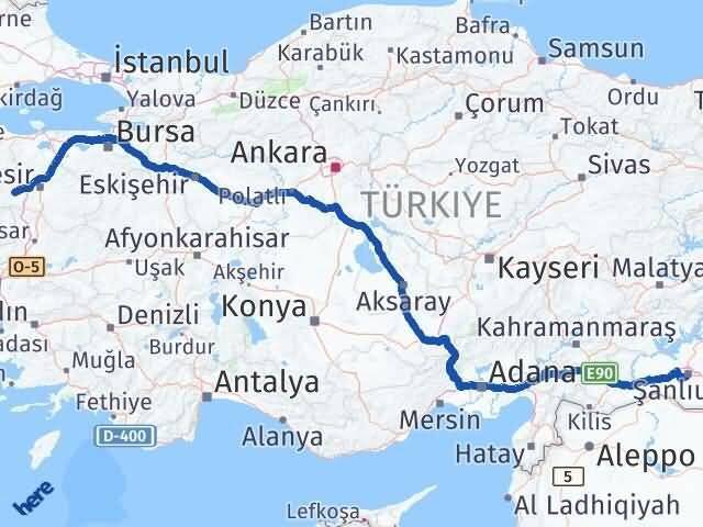 Şanlıurfa İvrindi Balıkesir Arası Kaç Km - Yol Haritası