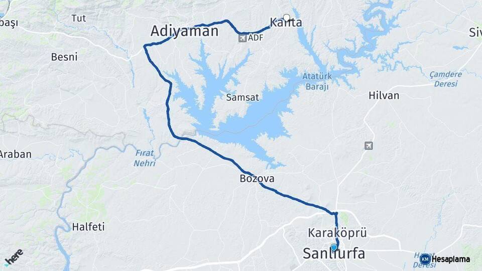 Şanlıurfa Kahta Adıyaman Arası Kaç Km - Yol Haritası