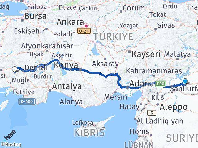Şanlıurfa Karacasu Aydın Arası Kaç Km - Yol Haritası