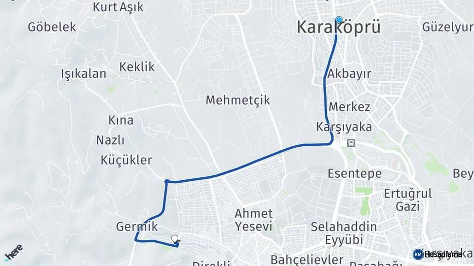 Şanlıurfa Karaköprü Eyyübiye Arası Kaç Km - Yol Haritası