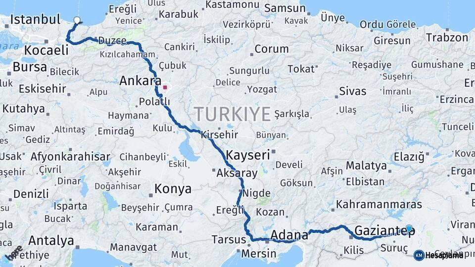 Şanlıurfa Karasu Sakarya Arası Kaç Km - Yol Haritası
