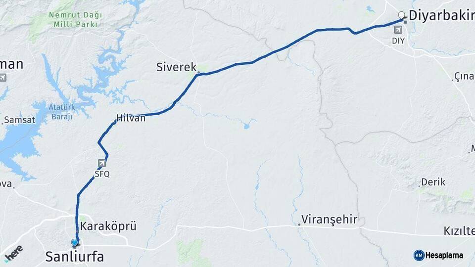 Şanlıurfa Kayapınar Diyarbakır Arası Kaç Km - Yol Haritası