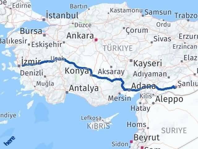 Şanlıurfa Kemalpaşa İzmir Arası Kaç Km - Yol Haritası
