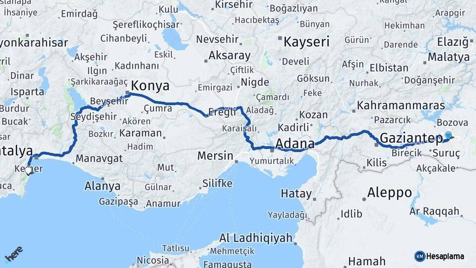 Şanlıurfa Kemer Antalya Arası Kaç Km - Yol Haritası