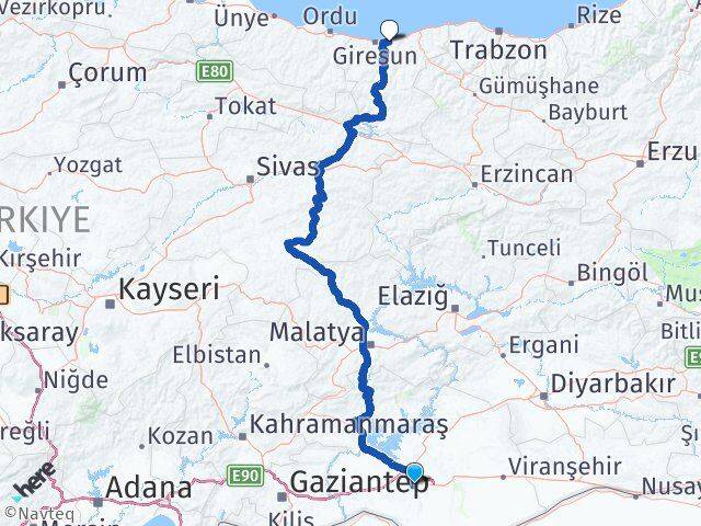 Şanlıurfa Keşap Giresun Arası Kaç Km - Yol Haritası