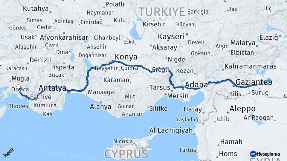 Şanlıurfa Köyceğiz Muğla Arası Kaç Km - Yol Haritası