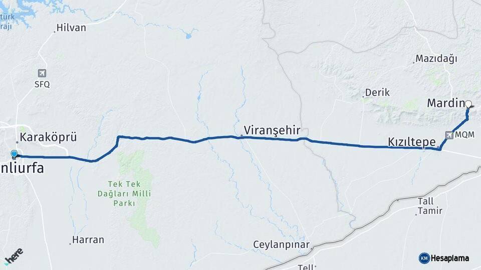Şanlıurfa Mardin Arası Kaç Km - Yol Haritası