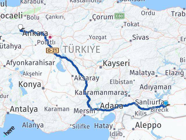 Şanlıurfa Nallıhan Ankara Arası Kaç Km - Yol Haritası