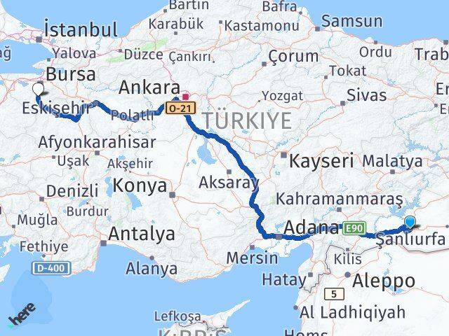 Şanlıurfa Orhaneli Bursa Arası Kaç Km - Yol Haritası