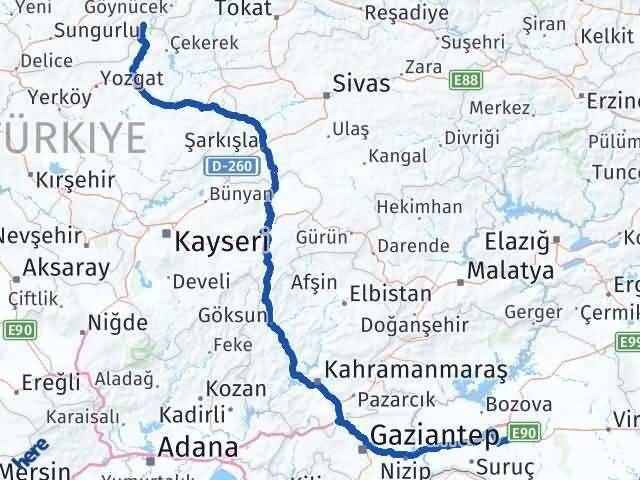 Şanlıurfa Ortaköy Çorum Arası Kaç Km - Yol Haritası