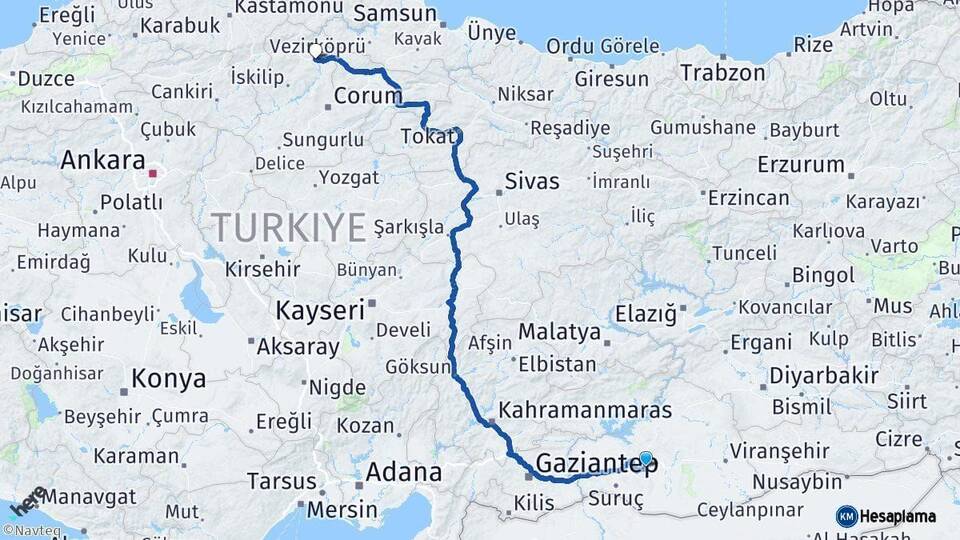 Şanlıurfa Osmancık Çorum Arası Kaç Km - Yol Haritası