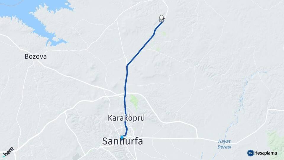 Şanlıurfa Ş.Urfa GAP Havalimanı Arası Kaç Km - Yol Haritası