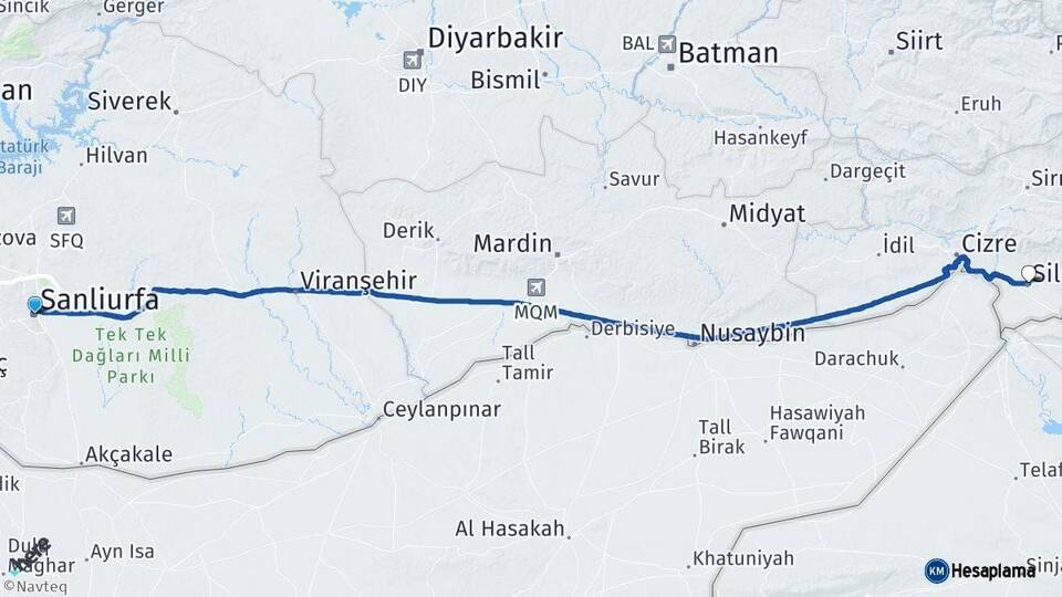 Şanlıurfa Silopi Şırnak Arası Kaç Km - Yol Haritası