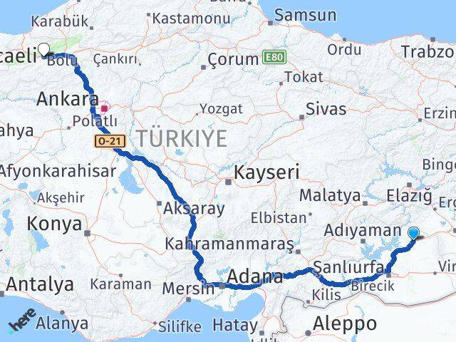 Şanlıurfa Siverek Bolu Arası Kaç Km - Yol Haritası