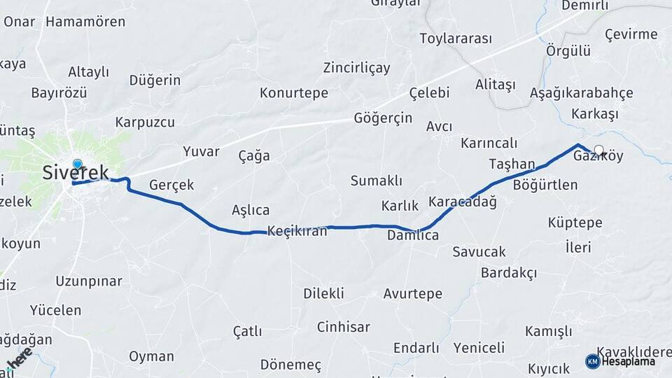 Şanlıurfa Siverek Gaziköy Siverek Arası Kaç Km - Yol Haritası