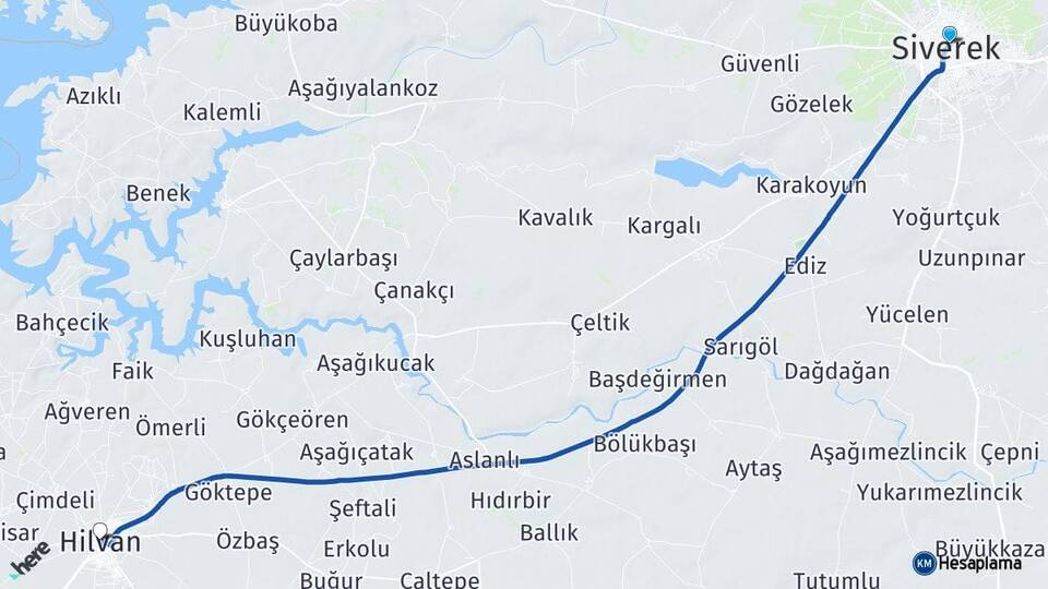 Şanlıurfa Siverek Hilvan Arası Kaç Km - Yol Haritası
