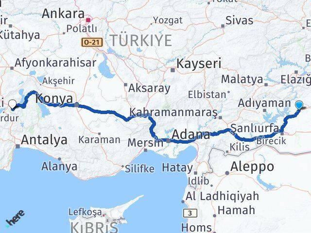 Şanlıurfa Siverek Isparta Arası Kaç Km - Yol Haritası