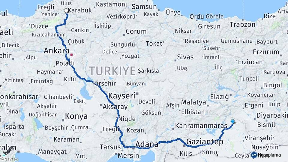 Şanlıurfa Siverek Karabük Arası Kaç Km - Yol Haritası