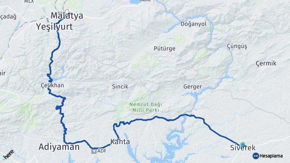 Şanlıurfa Siverek Malatya Arası Kaç Km - Yol Haritası